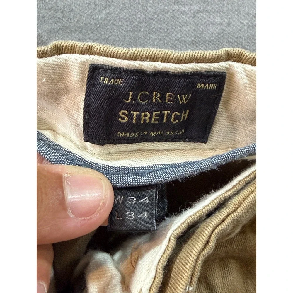 J.Crew 770 Straight Chino Pants Mens 34x27 Khaki Tan Excellent Stretch Cotton